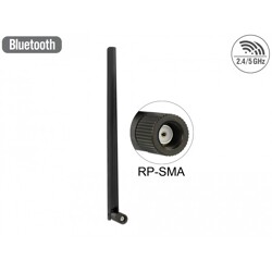 Antena WLAN RP-SMA 802.11 ac/a/h/b/g/n 3 ~ 6 dBi wszechkierunkowa z podstawą czarna Delock 88900