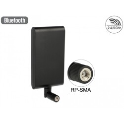 Antena RP-SMA męska WLAN 802.11 ac/a/h/b/g/n kierunkowa 7,5 - 10 dBi ze złączem pochylania czarna Delock 88904