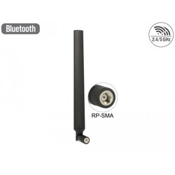 Antena RP-SMA męska WLAN 802.11 ac/a/h/b/g/n wielokierunkowa 4 - 7 dBi ze złączem pochylania czarna Delock 88913