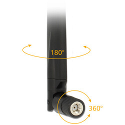 Antena RP-SMA męska WLAN 802.11 ac/a/h/b/g/n wielokierunkowa 4 - 7 dBi ze złączem pochylania czarna Delock 88913