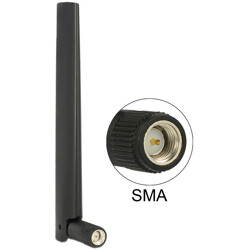 Antena ZigBee Multi Bluetooth GSM LTE UMTS WLAN IEEE 802.11 b/g/n SMA 1,0 - 4,3 dBi wszechkierunkowa z podstawą czarna Delock 88