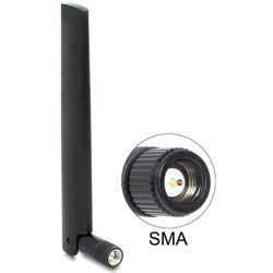 Antena LTE (50 szt.) SMA -0,8 - 3,0 dBi wszechkierunkowa z przegubem czarna bulk Delock 88970