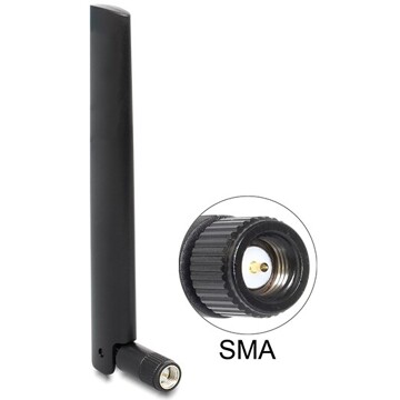 Antena LTE (50 szt.) SMA -0,8 - 3,0 dBi wszechkierunkowa z przegubem czarna bulk Delock 88970