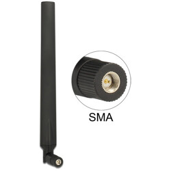 Antena SMA męska LTE wielokierunkowa 0 - 4 dBi ze złączem pochylania czarna Delock 88976