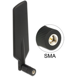 Antena SMA męska LTE wielokierunkowa 0,5 - 3 dBi ze złączem pochylania czarna Delock 88978