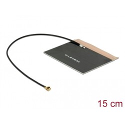 Antena LTE męskie złącze I-PEX MHF I 2,0 - 3,5 dBi płytka drukowana PCB 1.13 15 cm wewnętrzna samoprzylepna Delock 88981