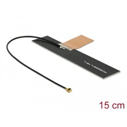 Antena LTE męskie złącze I-PEX MHF I 0,5 - 2,0 dBi płytka drukowana PCB 1.13 15 cm wewnętrzna samoprzylepna Delock 88982