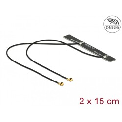 Antena podwójna WLAN WiFi 6 Dual Band 2 x męskie złącze I-PEX MHF I 5 dBi płytka drukowana PCB 2 x 15 cm wewnętrzna samoprzylepn