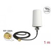 Antena WLAN 802.11 ac/a/h/b/g/n RP-SMA męski 1,4 - 3 dBi z kablem przyłączeniowym biała zewnętrzna ULA 100 1 m Delock 88985