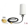 Antena SMA męska GSM / UMTS dookólna 0,7 - 1,6 dBi nieruchoma zewnętrzna biała Delock 88986