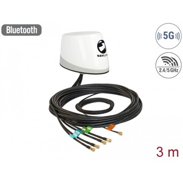 Multiband GNSS 5G LTE-MIMO WLAN-MIMO IEEE 802.11 ac/a/h/b/g/n Antena 5 x RP-SMA wszechkierunkowa montaż dachowy zewnętrzna Navil