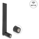 Antena RP-SMA męska WiFi 6E 3 dBi wielokierunkowa na przegubie czarna Delock 89078