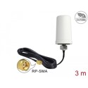 Antena WLAN RP-SMA 802.11 ac/a/h/b/g/n 0 dBi wszechkierunkowa biała zewnętrzna 3 m ULA100 Delock 89449