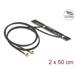 Antena podwójna WLAN WiFi 6 Dual Band 2 x męskie złącze I-PEX MHF I 5 dBi płytka drukowana PCB 2 x 50 cm wewnętrzna samoprzylepn