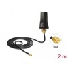 Antena ISM 433 MHz SMA 2 dBi 2 m RG-58 stała wszechkierunkowa montaż dachowy czarna zewnętrzna Delock 89487