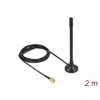 Antena SMA męska ISM 433 MHz 2 dBi dookólna z podstawą magnetyczną i przewodem RG-174 2 m czarna Delock 89490