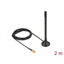 Antena SMA męska ISM 433 MHz 2 dBi dookólna z podstawą magnetyczną i przewodem RG-174 2 m czarna Delock 89490