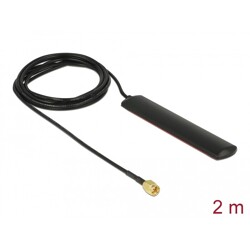 Antena GSM UMTS LTE WLAN 2,4 GHz SMA męska 2 dBi wielokierunkowa stała czarna samoprzylepna Delock 89491