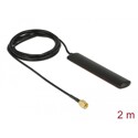 Antena GSM UMTS LTE WLAN 2,4 GHz SMA męska 2 dBi wielokierunkowa stała czarna samoprzylepna Delock 89491