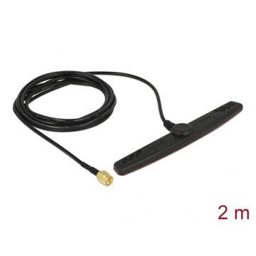 Antena GSM UMTS LTE SMA 2,5 dBi 2 m RG-174 wszechkierunkowa montaż klejowy czarna Delock 89494