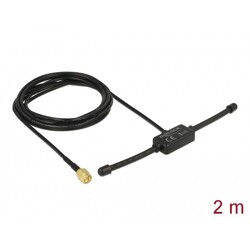Antena ISM 433 MHz SMA 3 dBi 2 m RG-174 elastyczna wszechkierunkowa montaż klejowy czarna Delock 89495