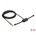 Antena ISM 433 MHz SMA 3 dBi 2 m RG-174 elastyczna wszechkierunkowa montaż klejowy czarna Delock 89495
