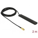 Antena DAB+ DMB DVB-T2 SMB 20 dB 2 m RG-174 aktywna stała wszechkierunkowa montaż klejowy czarna Delock 89497