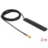 Antena DAB+ DMB DVB-T2 SMB 20 dB 2 m RG-174 aktywna stała wszechkierunkowa montaż klejowy czarna Delock 89497