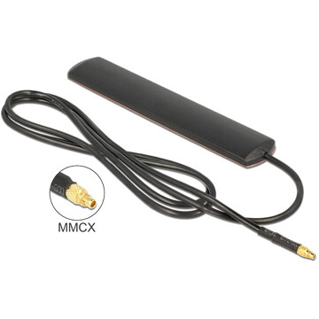 Antena LTE MMCX 3 dBi wszechkierunkowa 0,9 m montaż klejowy czarna Delock 89525