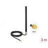 Antena LTE UMTS GSM SMA męska 3 dBi wielokierunkowa stała z kablem RG-58 3 m montaż na ścianie zewnętrzna czarna Delock 89529