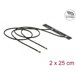 Antena podwójna WLAN WiFi 6 Dual Band 2 x męskie złącze I-PEX MHF 4L 5 dBi płytka drukowana PCB 2 x 25 cm wewnętrzna samoprzylep