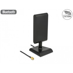 Antena RP-SMA męska WLAN 802.11 ac/a/h/b/g/n 6 - 9 dBi kierunkowa z podstawą magnetyczną i przewodem ULA 100 1 m czarna Delock 8