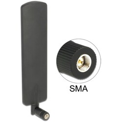 Antena SMA męska LTE wielokierunkowa 2 dBi ze złączem pochylania czarna Delock 89604