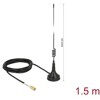 Antena WLAN 802.11 b/g/n SMA męska 2 dBi nieruchoma dookólna z podstawą magnetyczną i przewodem RG-174 1,5 m zewnętrzna czarna D