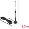 Antena GSM / UMTS / LTE SMA męska 2 dBi nieruchoma dookólna z przewodem RG-174 2,5 m zewnętrzna czarna Delock 89613