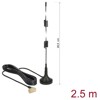 Antena LTE męska SMA 90° 2,5 dBi nieruchoma dookólna z podstawą magnetyczną i przewodem RG-174 2,5 m zewnętrzna czarna Delock 89