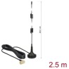 Antena LTE męska SMA 90° 2,5 dBi nieruchoma dookólna z podstawą magnetyczną i przewodem RG-174 2,5 m zewnętrzna czarna Delock 89