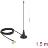 Antena 480 MHz męska SMA 90° 2,5 dBi nieruchoma dookólna z podstawą magnetyczną i przewodem RG-174 1,5 m zewnętrzna czarna Deloc