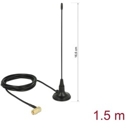 Antena 480 MHz męska SMA 90° 2,5 dBi nieruchoma dookólna z podstawą magnetyczną i przewodem RG-174 1,5 m zewnętrzna czarna Deloc