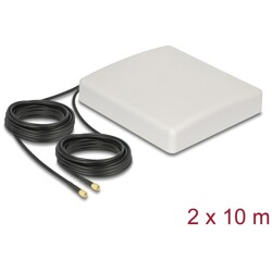 Antena LTE MIMO 2 x SMA wtyk 8 dBi kierunkowa z kablem RG-58 10 m beżowa zewnętrzna Delock 89891
