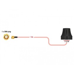 Antena LTE SMA Band 1/3/7/20 5 m RG-316 2 dBi wszechkierunkowa zewnętrzna Delock 89899