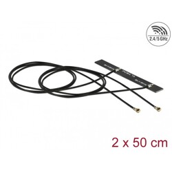 Antena podwójna WLAN WiFi 6 Dual Band 2 x męskie złącze I-PEX MHF 4L 3 - 5 dBi płytka drukowana PCB 1.13 2 x 50 cm wewnętrzna sa