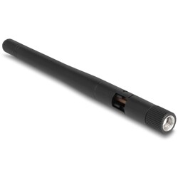 Antena RP-SMA męska WLAN 802.11 ac/ax/a/b/g/n wielokierunkowa 2 dBi ze złączem pochylania czarna Delock 90150