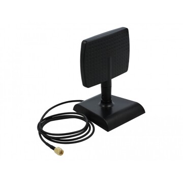 Antena RP-SMA męska 4 - 6 dBi WLAN WiFi 6 kierunkowa z magnetyczną podstawką i złączem wychylanym Delock 90297