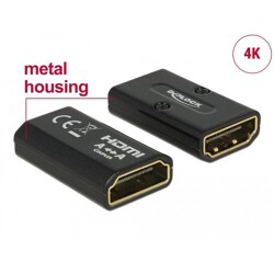 Adapter HDMI-A gniazdo do HDMI-A gniazdo 4K obudowa metalowa Delock 65659