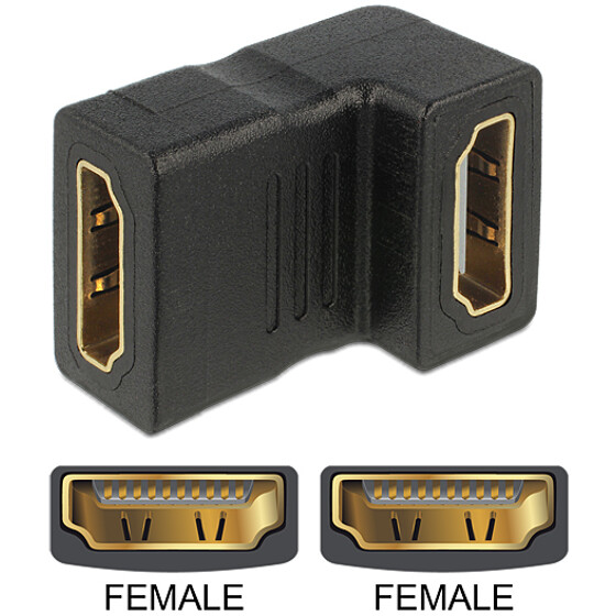 Adapter HDMI-A gniazdo do HDMI-A gniazdo kątowy 90° dół kątowy Delock 65075