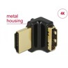 Adapter HDMI-A gniazdo do HDMI-A wtyk kątowy 90° góra kątowy 4K obudowa metalowa Delock 65663