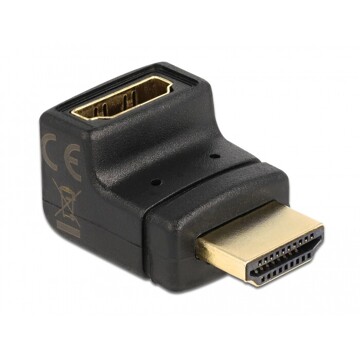 Adapter HDMI-A gniazdo do HDMI-A wtyk kątowy 90° góra kątowy Delock 65072