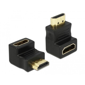 Adapter HDMI-A gniazdo do HDMI-A wtyk kątowy 90° dół kątowy Delock 65071