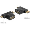 Adapter HDMI-A gniazdo do HDMI-C + HDMI-D wtyk 2in1 Delock 65446